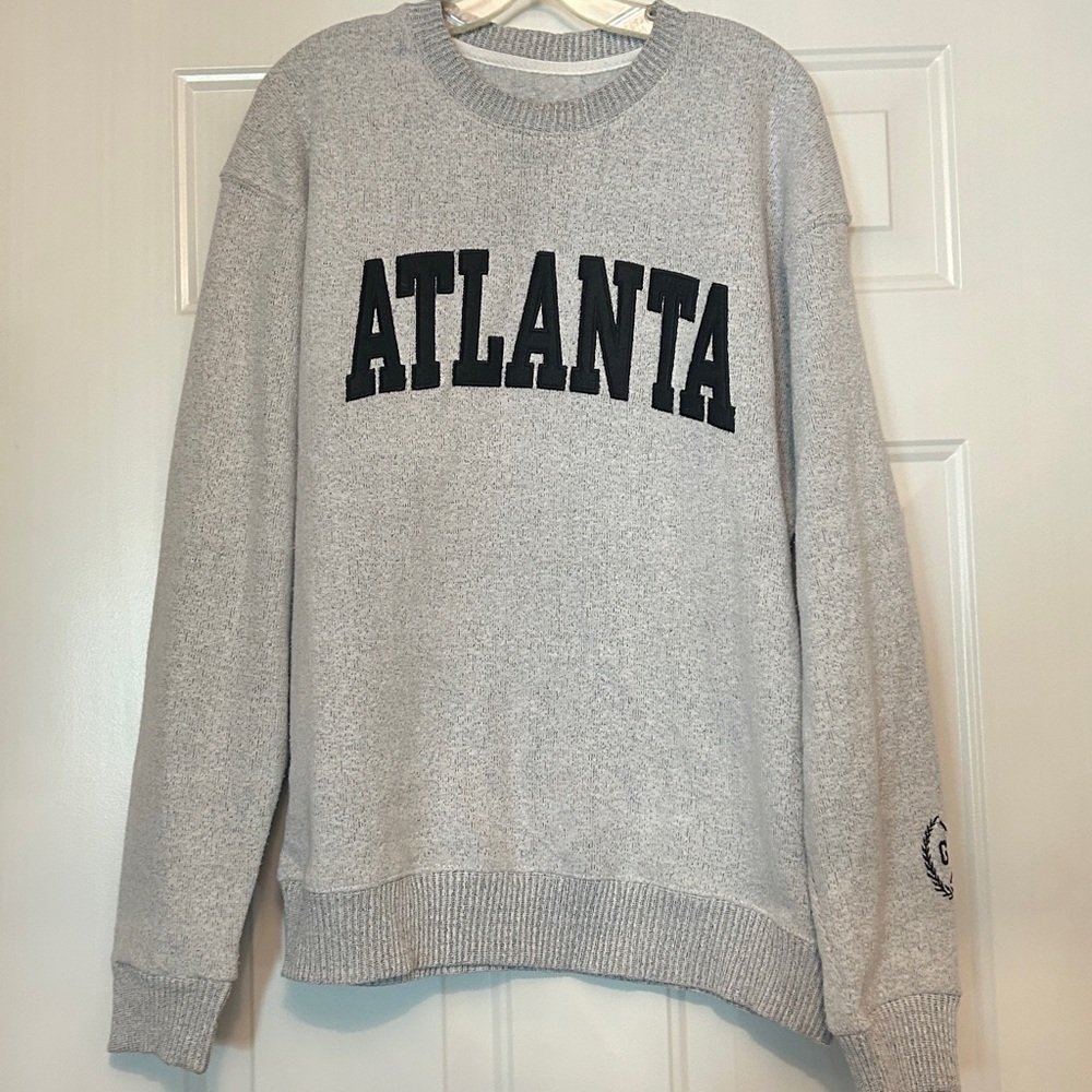 New York Popular Men’s Atlanta Graphic Sweatshirt XL Gray Pullover Streetwear